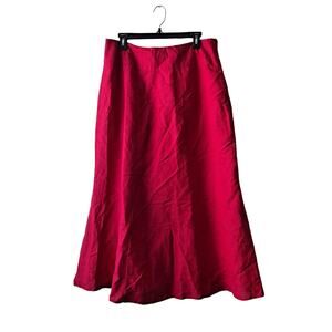 Ashley Stewart Skirt Linen Rayon Blend A-Line Flounce Midi Red Womens Size 1X
